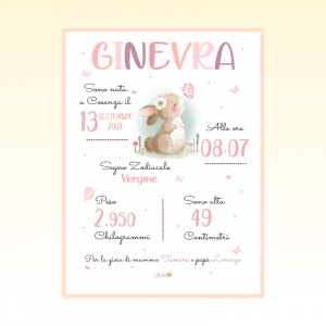 Quadretto nascita bimba - Coniglietta