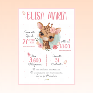 Quadretto nascita bimba - Giraffa