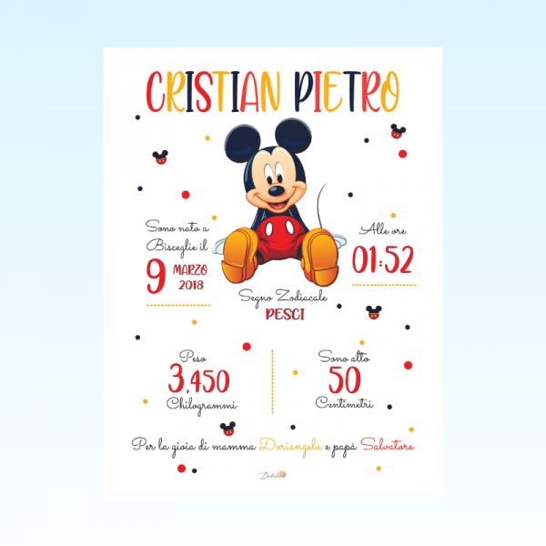 Quadretto nascita bimbo - Topolino