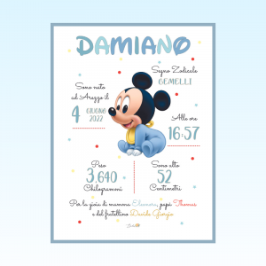 Quadretto nascita bimbo - Topolino Baby