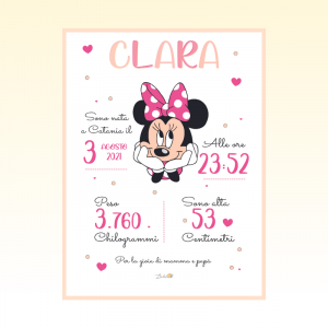 Quadretto nascita bimba - Minnie