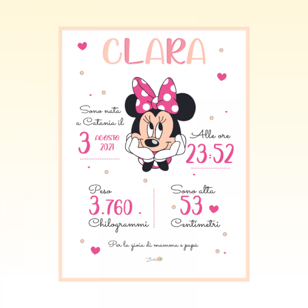 Quadretto nascita bimba - Minnie