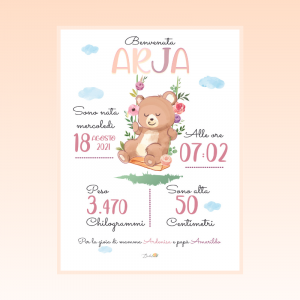 Quadretto nascita bimba - Orsetta Altalena
