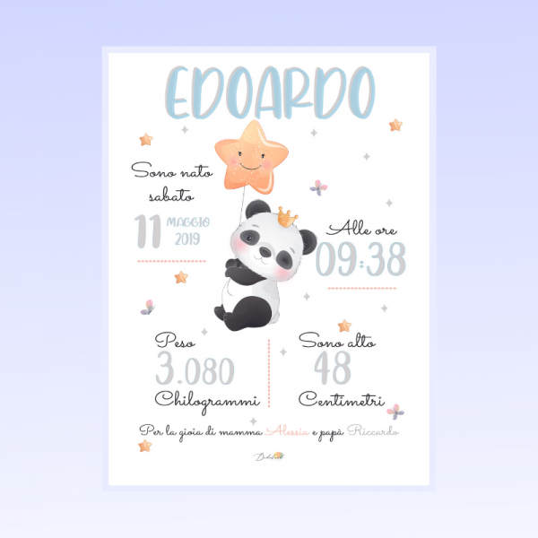 Quadretto nascita bimbo - Panda