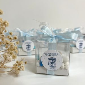 Scatolina porta confetti carillon blu